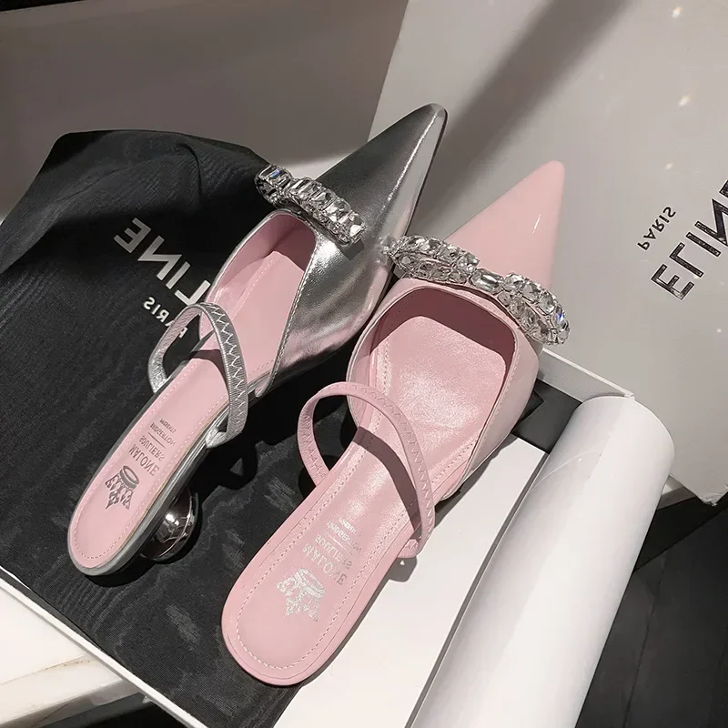 Women'S Shoes Clogs - أحذية نسائية وردية لامعة مسطحة للربيع
