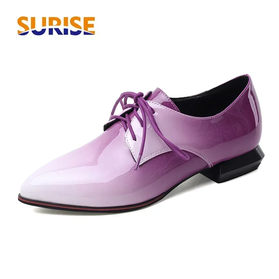 Oxford Lace Up Women - المرأة البريطانية أوكسفورد التدرج الأحمر الأرجواني