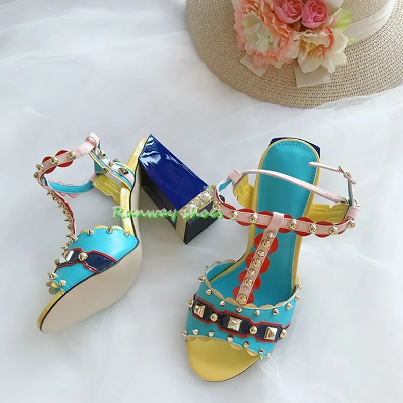 Women'S Shoes Clogs - صنادل نسائية بكعب مرصع بالأحجار واللؤلؤ،