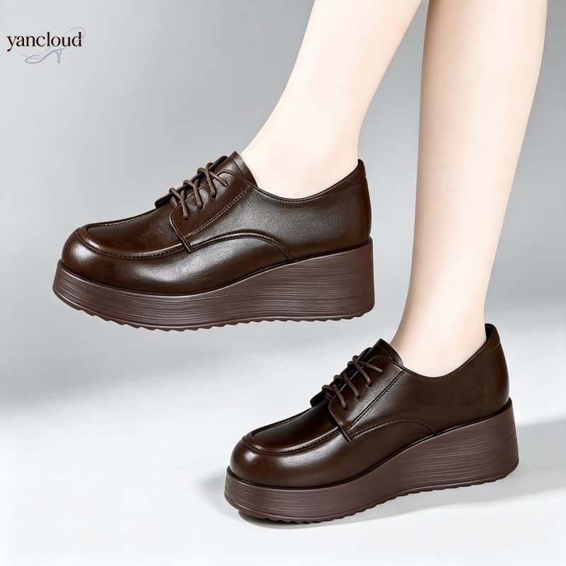 Oxford Lace Up Women - أحذية أكسفورد نسائية بكعب ويدج 6