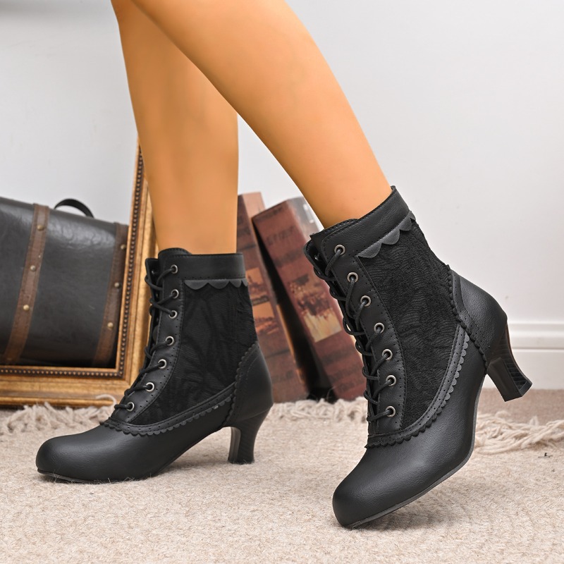 Court Heel Pointed - النساء مغلق تو ميد كعب الدانتيل