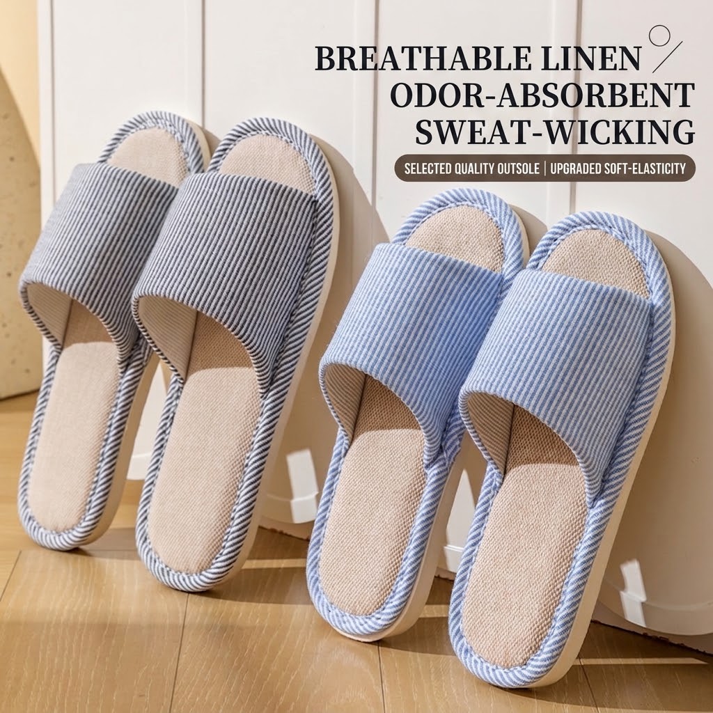 Mule Slip On - نعال من الكتان القابل للتهوية للنساء