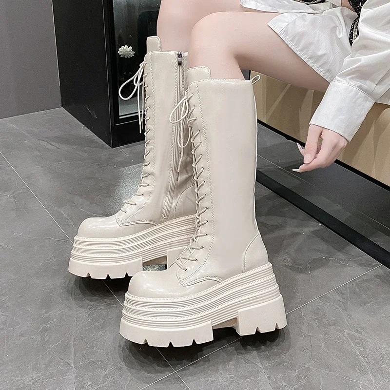 Knee High Boots Women - 10 سنتيمتر جديد المرأة الرومانية أحذية
