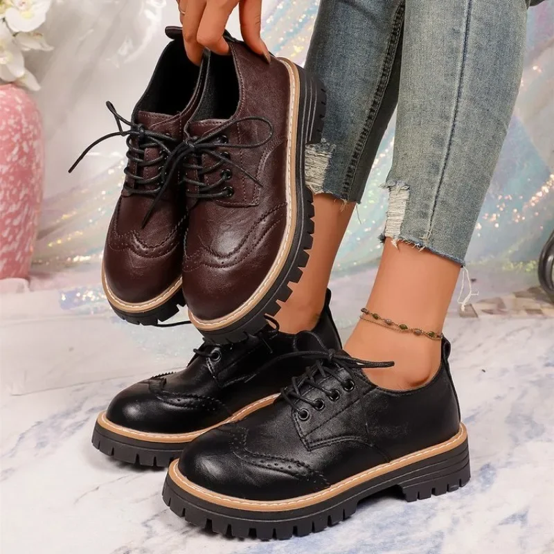 Oxford Lace Up Women - أحذية أكسفورد كلاسيكية للنساء بنعل سميك