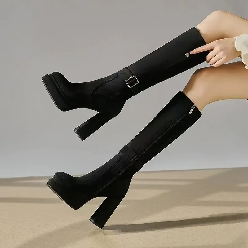 المرأة منصة سميكة عالية الكعب  - مراجعة Knee High Boots Women وسعره