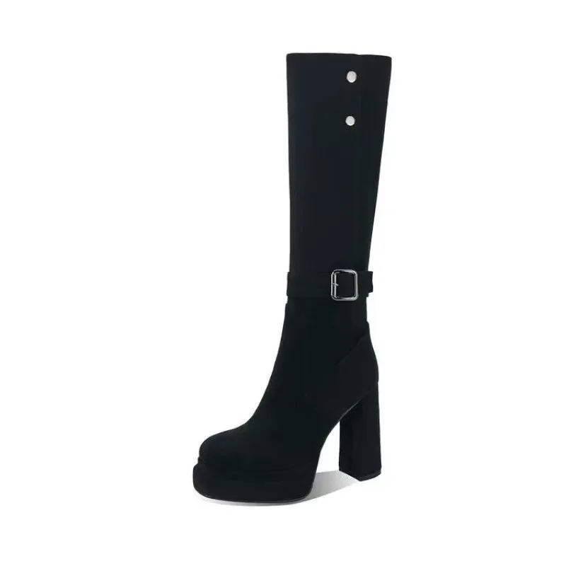 المرأة منصة سميكة عالية الكعب  - مراجعة Knee High Boots Women وسعره