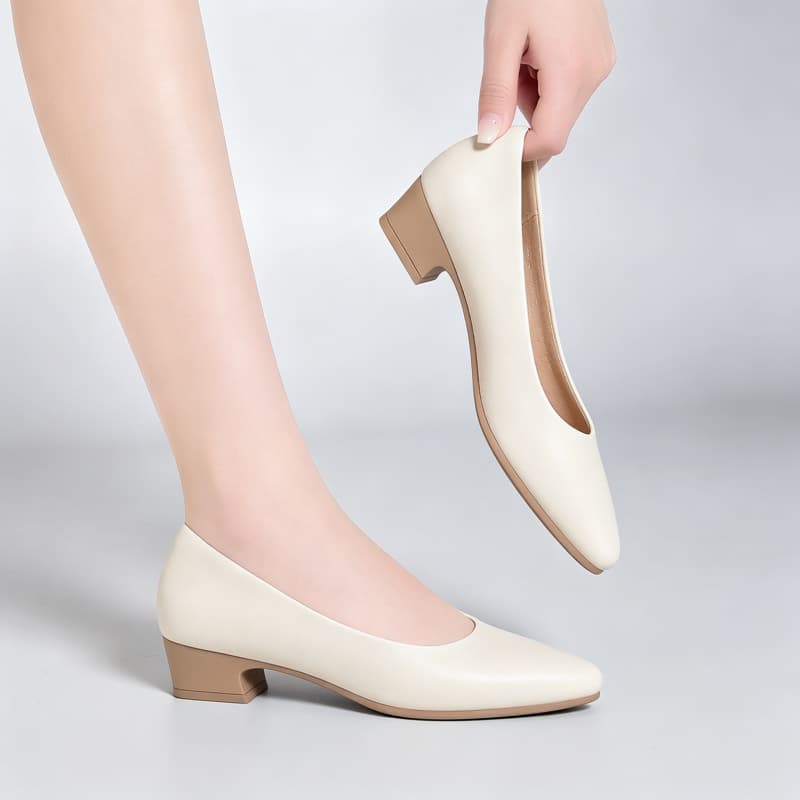 أحذية نسائية أنيقة من الجلد ال - مراجعة Court Heel Pointed وسعره