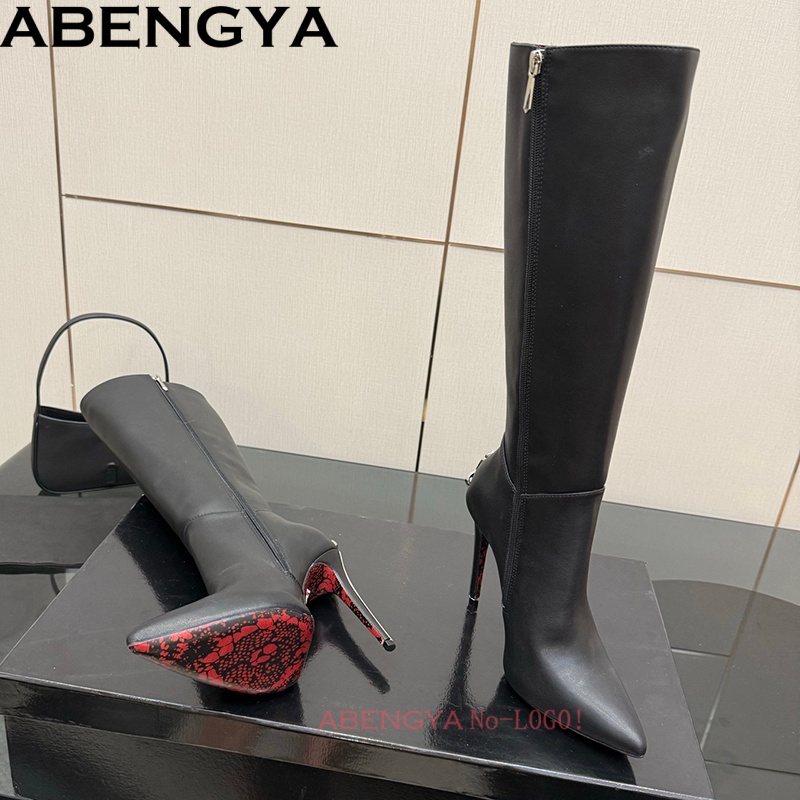مثير جلد أسود حذاء برقبة للركب - مراجعة Knee High Boots Women وسعره